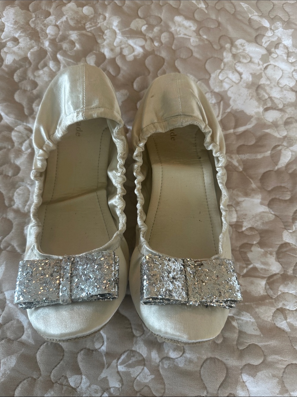 Kate Spade Women’s Silver Glitter Bow Ballet Flats